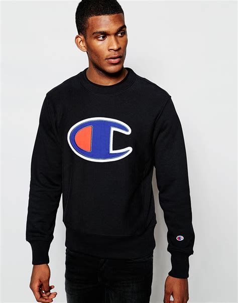 Champion Sweatshirt With Big C Logo in Black for Men | Lyst