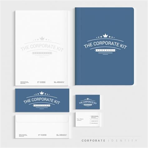 Identidad Corporativa Azul Marino Vector Premium