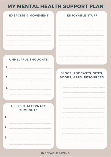 Printable Mental Health Activities Worksheets