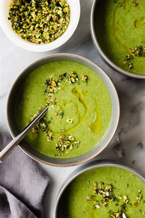 Spinach Potato Soup with Pistachio Gremolata - Our Salty Kitchen