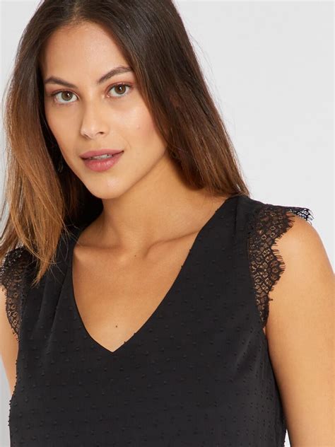 Blusa De Plumeti Negro Kiabi