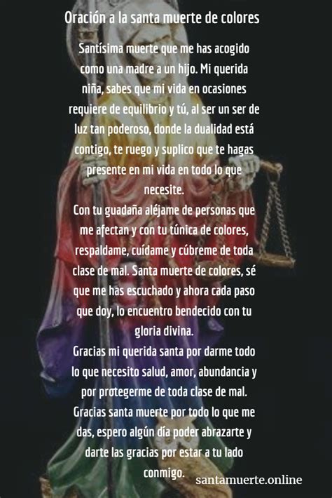 Santa Muerte de Colores Oración Invocación y Significado