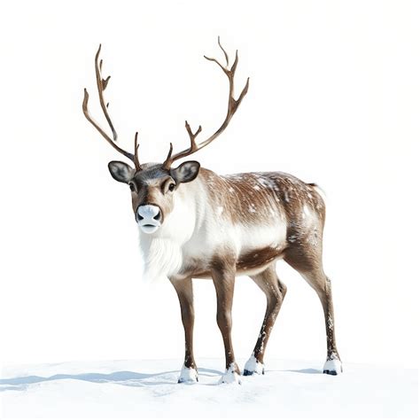 A Deer With Large Antlers Stands In The Snow Premium Ai Generated Image