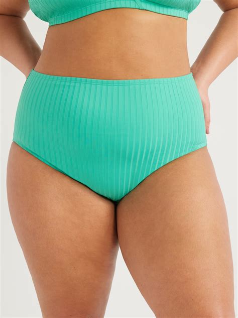 Time And Tru Women S And Women S Plus Ribbed High Waisted Bikini Bottoms Sizes XS X Walmart