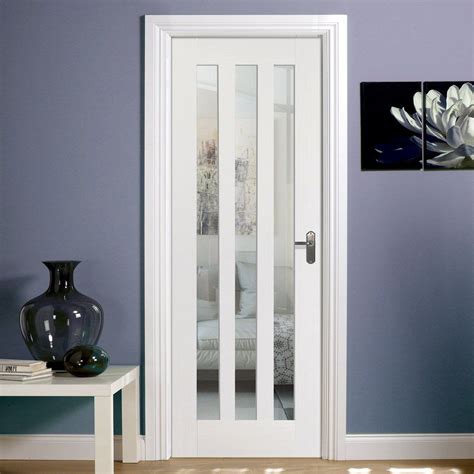 Utah 3 Panel Internal Door - Clear Glass - White Primed | Internal glass doors, Door glass ...