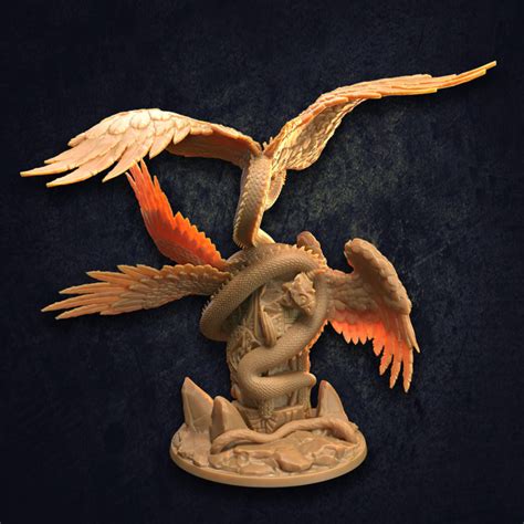 3d Printable Couatl Winged Serpent Presupported By The Dragon Trappers