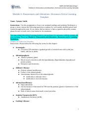 Module 6 Homeostasis And Alterations Hormones Active Learning Template