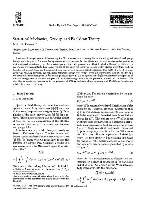 PDF Statistical Mechanics Gravity And Euclidean Theory DOKUMEN TIPS