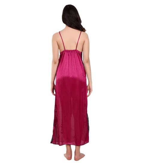 Buy Luxura Essentials Satin Nighty Night Gowns Pink Online At Best