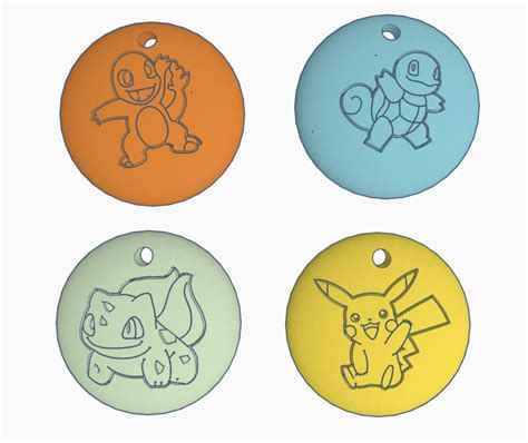 STL File Pokemon Ornaments Wall Hanger Kanto Starters Pikachu