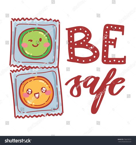 Friendly Illustration About Safe Sex Lettering Stock Vector Royalty Free 758270272