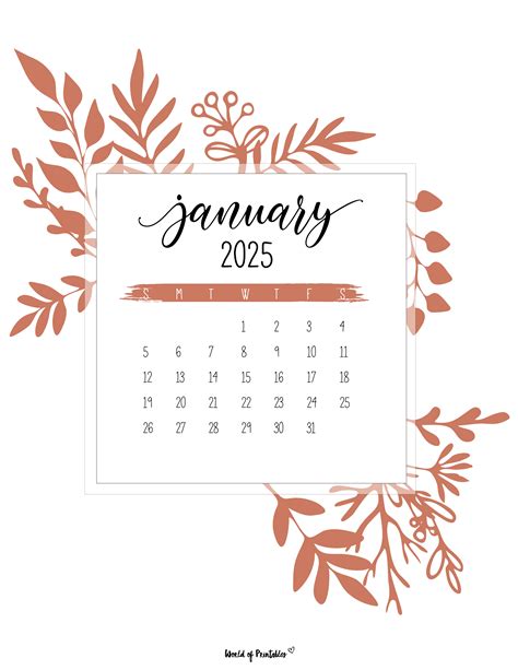 January 2025 Calendars Free Printables World Of Printables