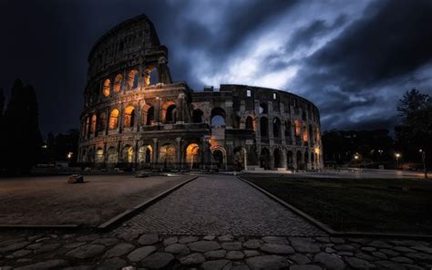 Download wallpapers Rome, Colosseum, Night, landmarks of Rome for desktop free. Pictures for ...