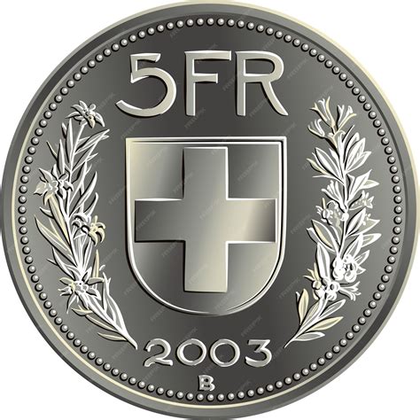 Reverso De Moneda De Plata De 5 Francos Suizos Con Escudo De Armas
