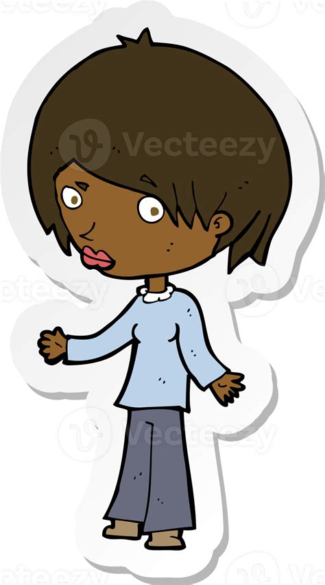 Sticker Of A Cartoon Confused Woman 45054283 Png