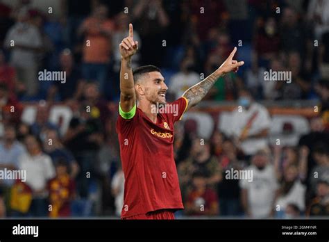 Lorenzo Pellegrini Of As Roma Celebrates After Scoring Goal 3 1 During