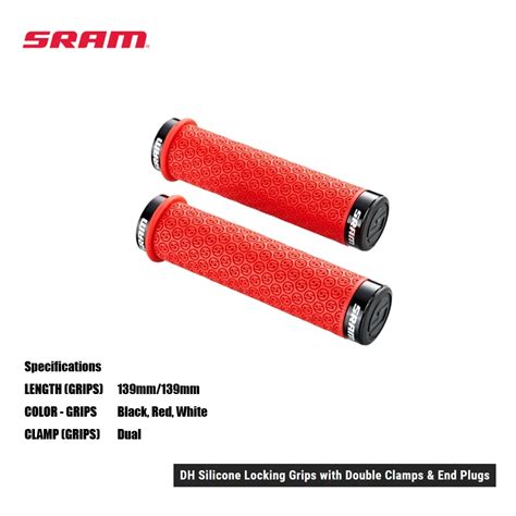 SRAM DH Silicone Locking Grips With Double Clamps And End Plugs MTB And