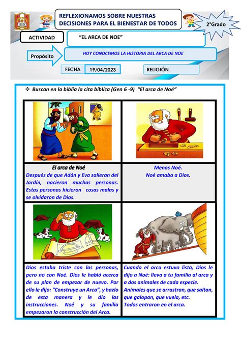 Ficha ARCA DE NOE ghjghj Buscan en la biblia la cita bíblica Gen