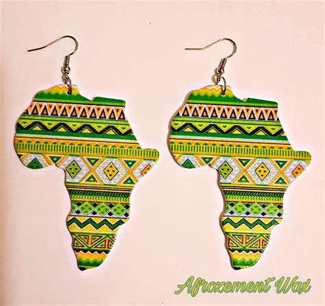 Boucles D Oreilles Pendantes Forme Afrique Par Afrozement Wax Bo Pen