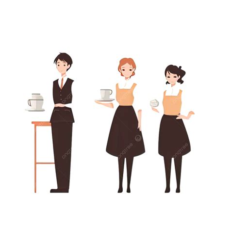 Cartoon Hand Drawn Various Professional Characters Waiters Cartoon