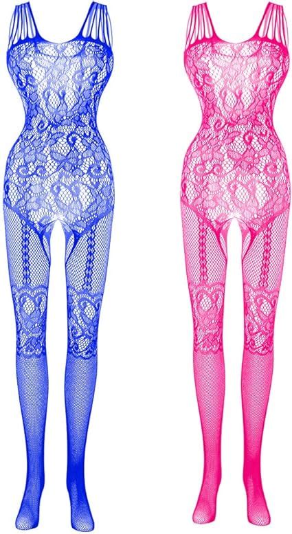 Lovelybobo Pack Womens Fishnet Striped Lingerie Bodystockings