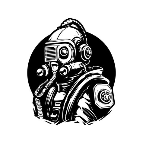 Sci Fi Person Vintage Logo Line Art Konzept Schwarz Wei