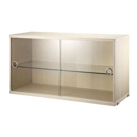 Ash Display Cabinet With Sliding Glass Doors String System