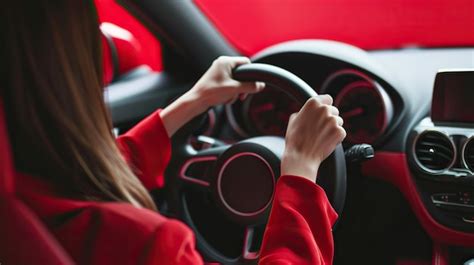 Premium Photo Stylish Woman Holding A Steering Wheel While Driving A Car