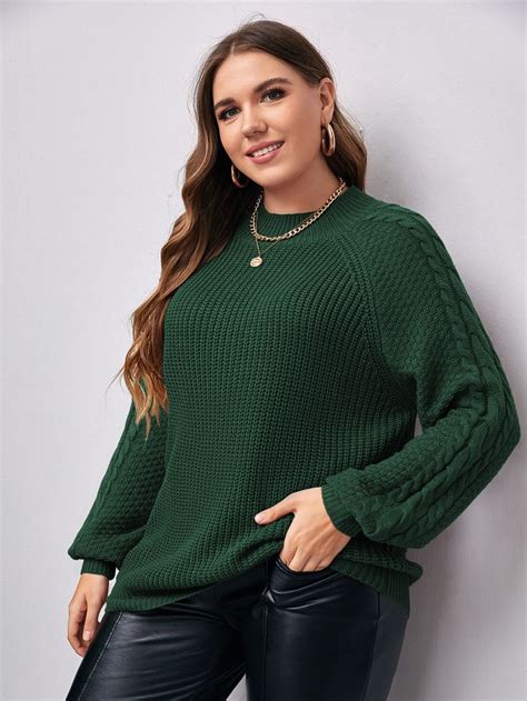 Plus Ribbed Knit Raglan Sleeve Sweater | Raglan sleeve sweater, Sweaters women fashion, Sweaters