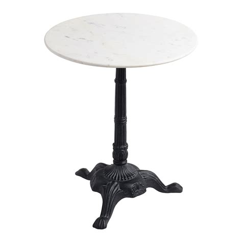 Round White Marble And Black Metal Bistro Side Table World Market