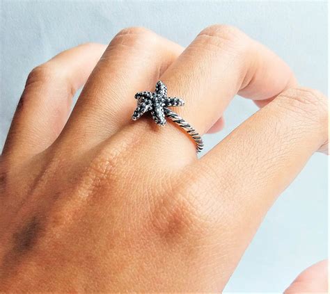 Starfish Ring Sterling Silver 925 Starfish Ring Ocean Star Sea Talisman