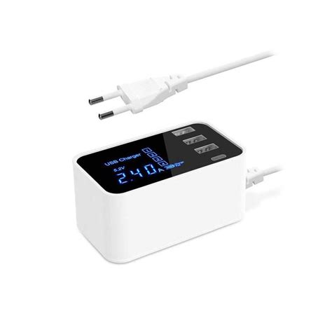 Napájecí adaptér, nabíječka YC-CDA30, 4x USB 5V/max 2,4A s displejem ...