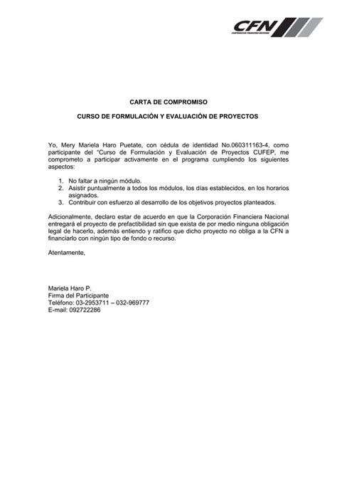 Carta Compromiso Cfn Galan Pdf