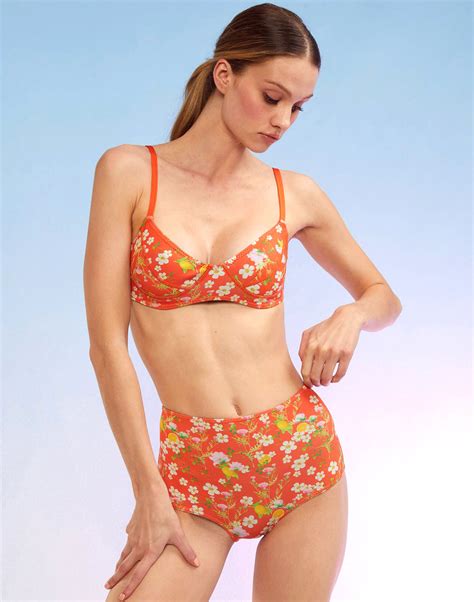 Classical Style Cynthia Rowley Blossom High Waisted Bikini Bottom Surf