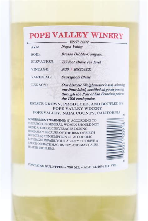 Pope Valley Sauvignon Blanc 2019 1897 Reserve Old Vine Wine And Spirits