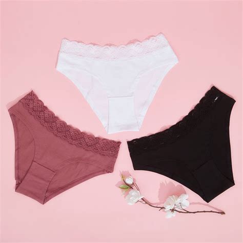 BLU Pack de 3 Calzones Bikini Blu Algodón con Blonda Mujer falabella