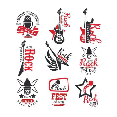 Premium Vector Rock Club Vintage Style Logo Set Label For Rock Music