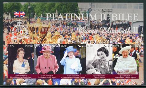 Nevis 2022 Platinum Jubilee Of Queen Elizabeth II Imperf Sheet Mint NH