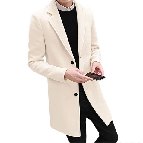 Jaqueta Longa De Lã De Inverno Homens 39 s Fashion Slim Trench