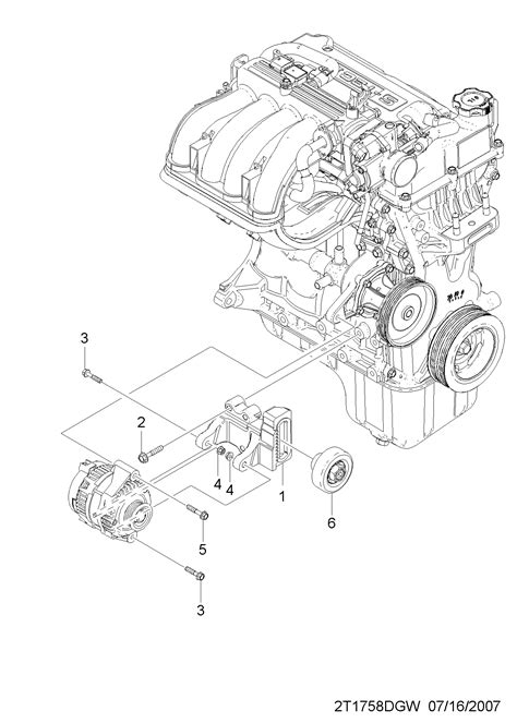 AVEO T250 T255 GEN Alternator Mount T5 1758 Chevrolet EPC