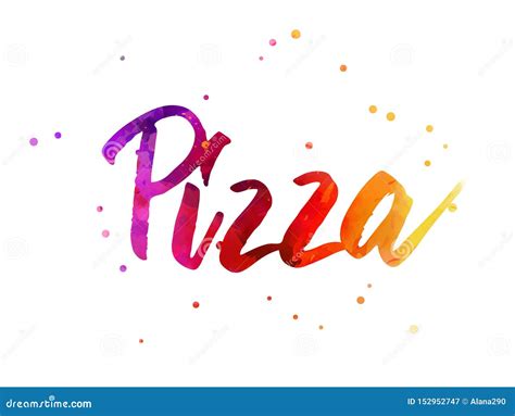 Pizza Lettering Stock Vector Illustration Of Food Design