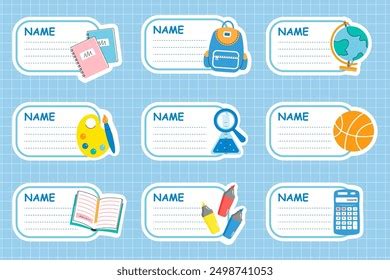 Notebook Labels Vector Template Design School Stock Vector (Royalty ...