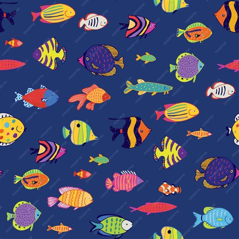 Premium Vector Tropical Fish Vector Seamless Pattern