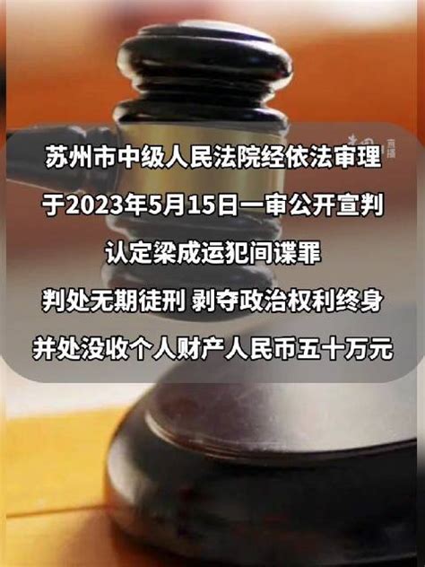 梁成运间谍案一审宣判：判处无期徒刑 新浪新闻