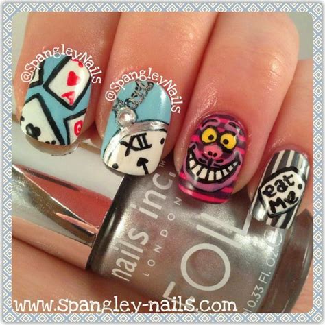 Spangley Nails Then And Now Alice In Wonderland Nail Art Alice In