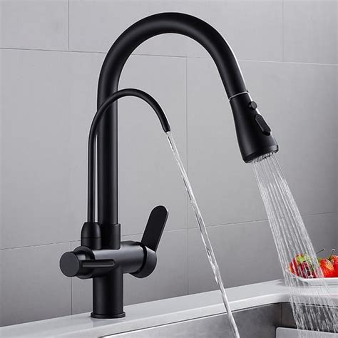 Water Filter Kitchen Faucet Pull Out Faucet In Matte Black Swirling