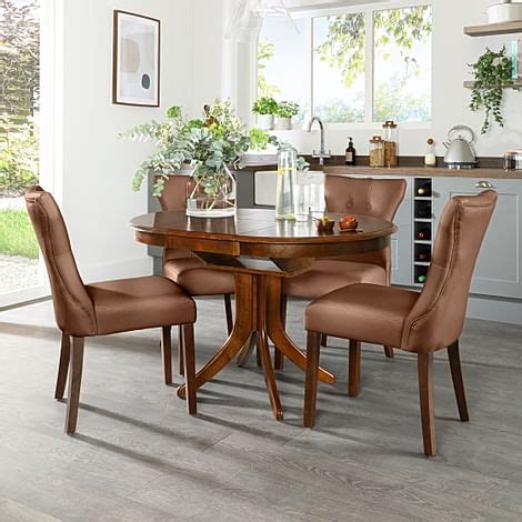 Hudson Round Extending Dining Table Bewley Chairs Dark Solid