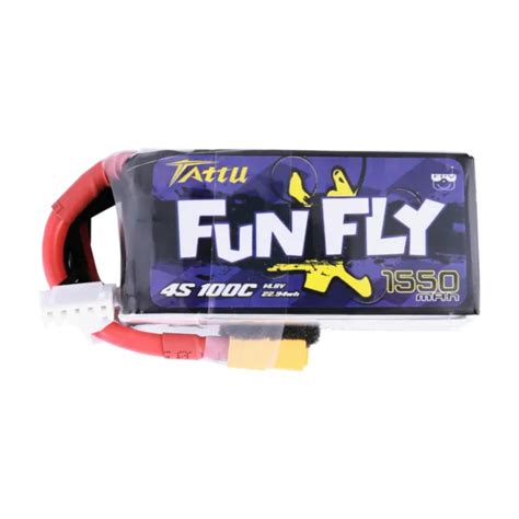 BATTERIE LIPO TATTU FunFly 4s 1550mAh 100C 14 8V XT60 Pour Drone Quad