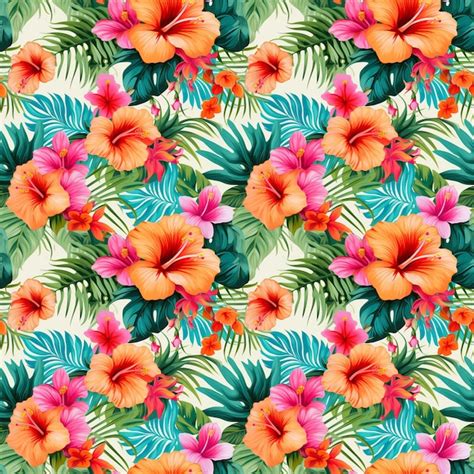 Premium Photo Watercolor Illustration Of A Tropical Flower Pattern