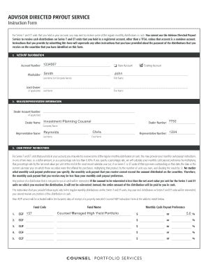 Fillable Online Advisor Directed Payout Service Instruction Form Fax